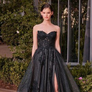 NEW FORMAL SLEEVELESS STRAPLESS A-LINE TULLE GOWN W/ STRUCTURAL BODICE CD A1378